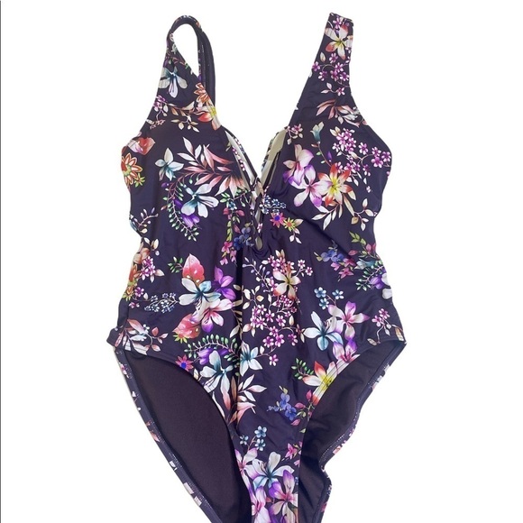 HOBIE floral one piece Swimsuit size large - Picture 1 of 9